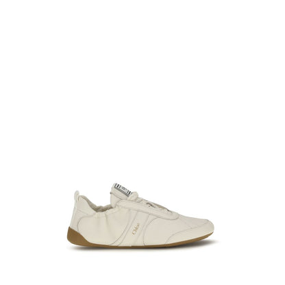 Chloé Kick Beige Fabric And Leather Sneakers