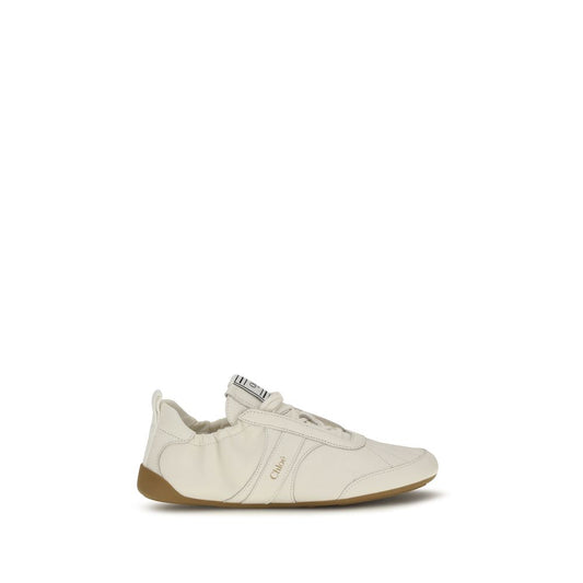 Chloé Kick Beige Fabric And Leather Sneakers