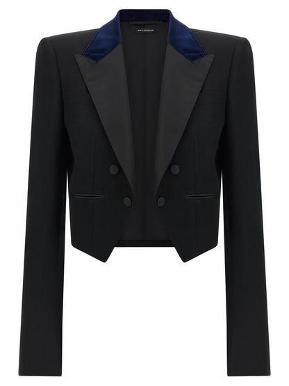 Tom Ford Sharp Cropped Wool Tuxedo Blazer