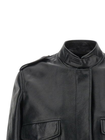 Tom Ford Aviator Black Lambskin Leather Jacket