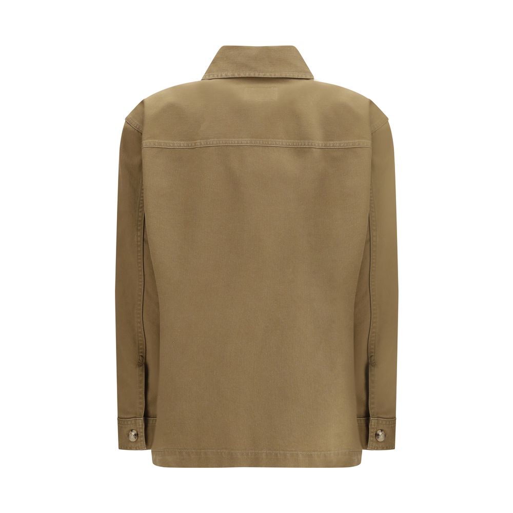 Saint Laurent Cassandre Bicolor Cotton-Linen Gabardine Overshirt