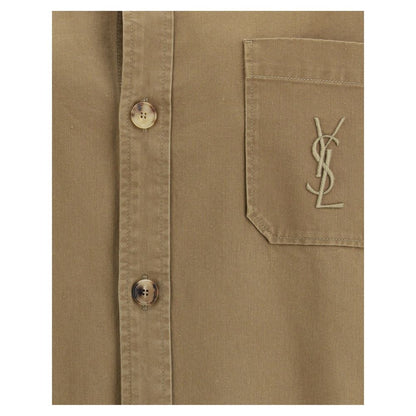 Saint Laurent Cassandre Bicolor Cotton-Linen Gabardine Overshirt