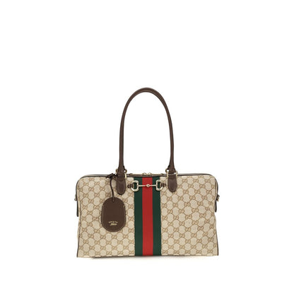 Gucci Horsebit Large Beige GG Canvas Top-Handle Bag