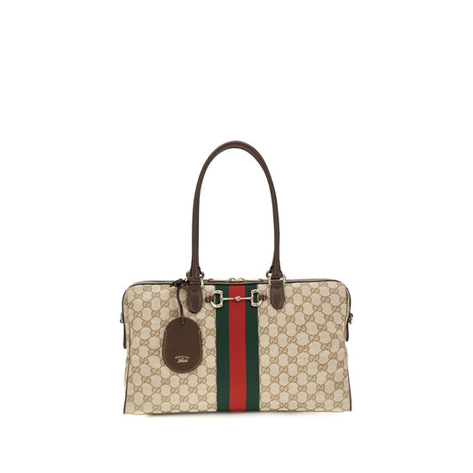 Gucci Horsebit 1955 Beige GG Supreme Canvas Top Handle Bag