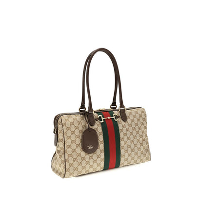 Gucci Horsebit Large Beige GG Canvas Top-Handle Bag