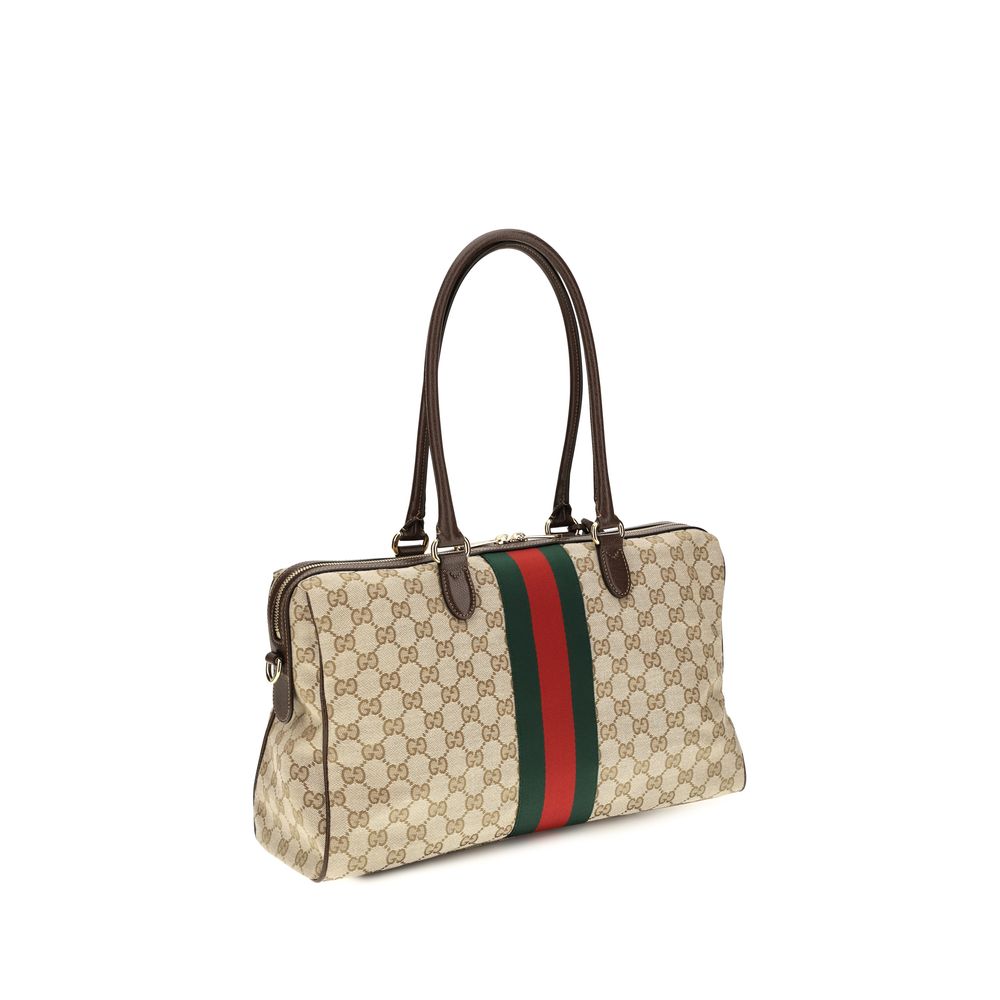 Gucci Horsebit Large Beige GG Canvas Top-Handle Bag