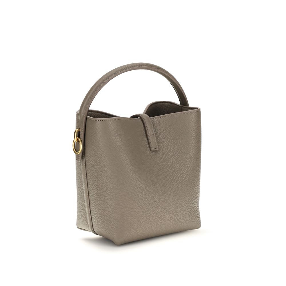 Saint Laurent Le 37 Small Bucket Bag in Beige Grained Calfskin