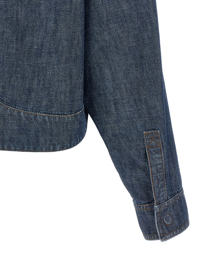Fendi Blue Cropped Chambray Denim Jacket