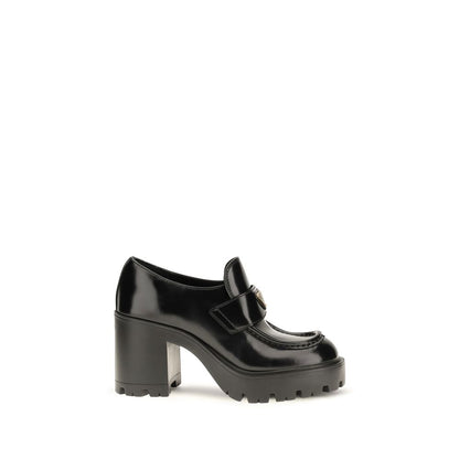Prada Monolith Black Brushed Leather Platform Loafers
