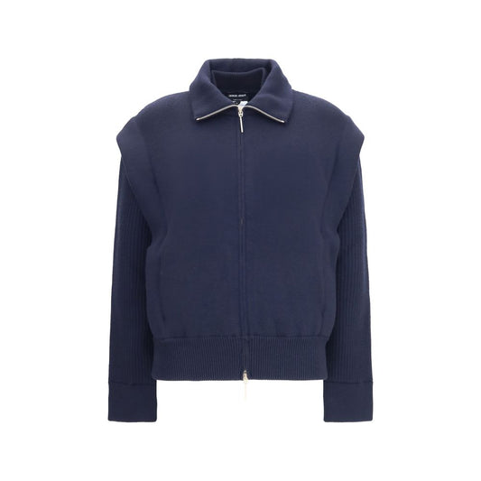 Giorgio Armani Blue Padded Virgin Wool Bomber Jacket