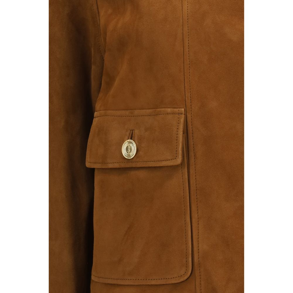 Saint Laurent Short Brown Lambskin Suede Jacket
