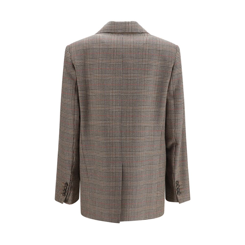 Max Mara Studio Talca Brown Houndstooth Wool Blazer