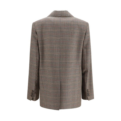 Max Mara Studio Talca Brown Houndstooth Wool Blazer