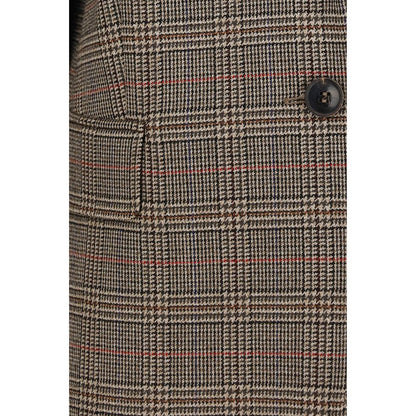 Max Mara Studio Talca Brown Houndstooth Wool Blazer