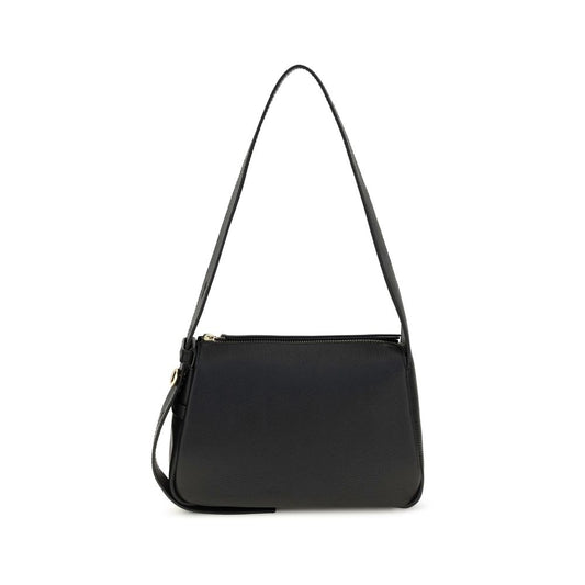 Tory Burch Small Romy Black Pebbled Leather Shoulder Bag
