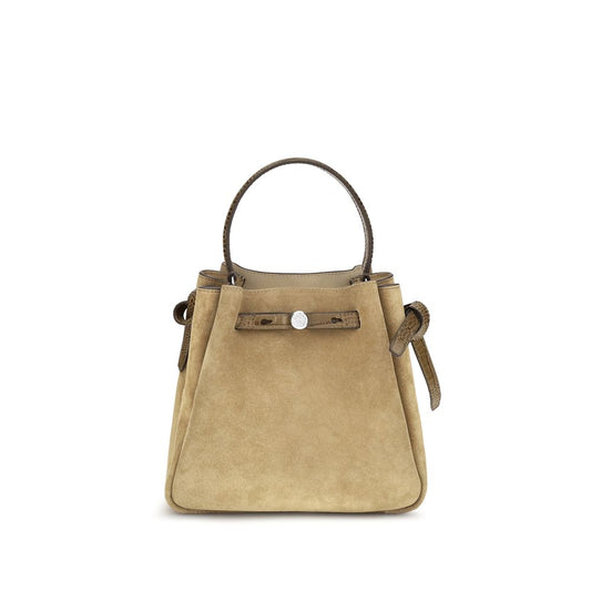 Tory Burch Romy Suede Crocodile-Embossed Leather Bucket Bag