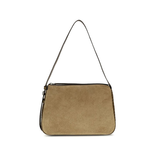 Tory Burch Romy Suede Crocodile-Embossed Shoulder Bag
