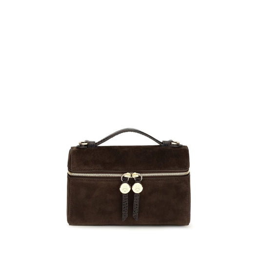 Tory Burch Romy Slim Brown Suede Top Handle Bag