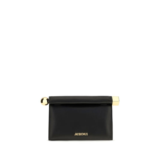 Jacquemus Rond Carré Black Lambskin Shoulder Bag