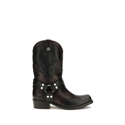 Versace Sylvester Black Calf Leather Ankle Boots
