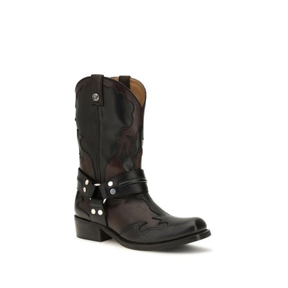 Versace Sylvester Black Calf Leather Ankle Boots