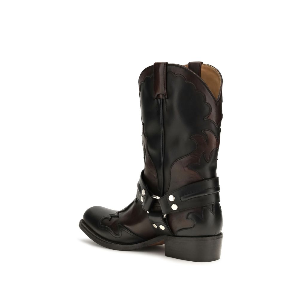 Versace Sylvester Black Calf Leather Ankle Boots