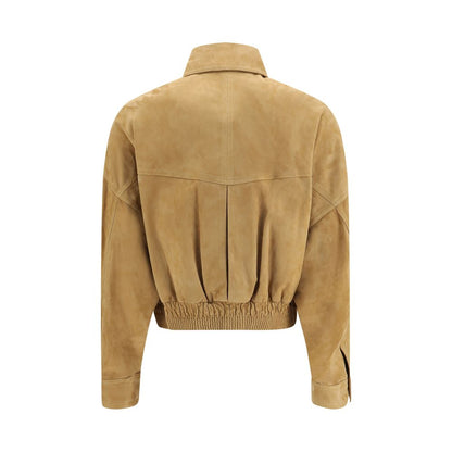 Versace Beige Lambskin Suede Blouson Jacket