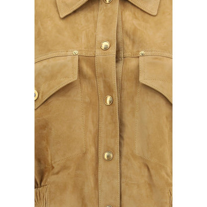 Versace Beige Lambskin Suede Blouson Jacket