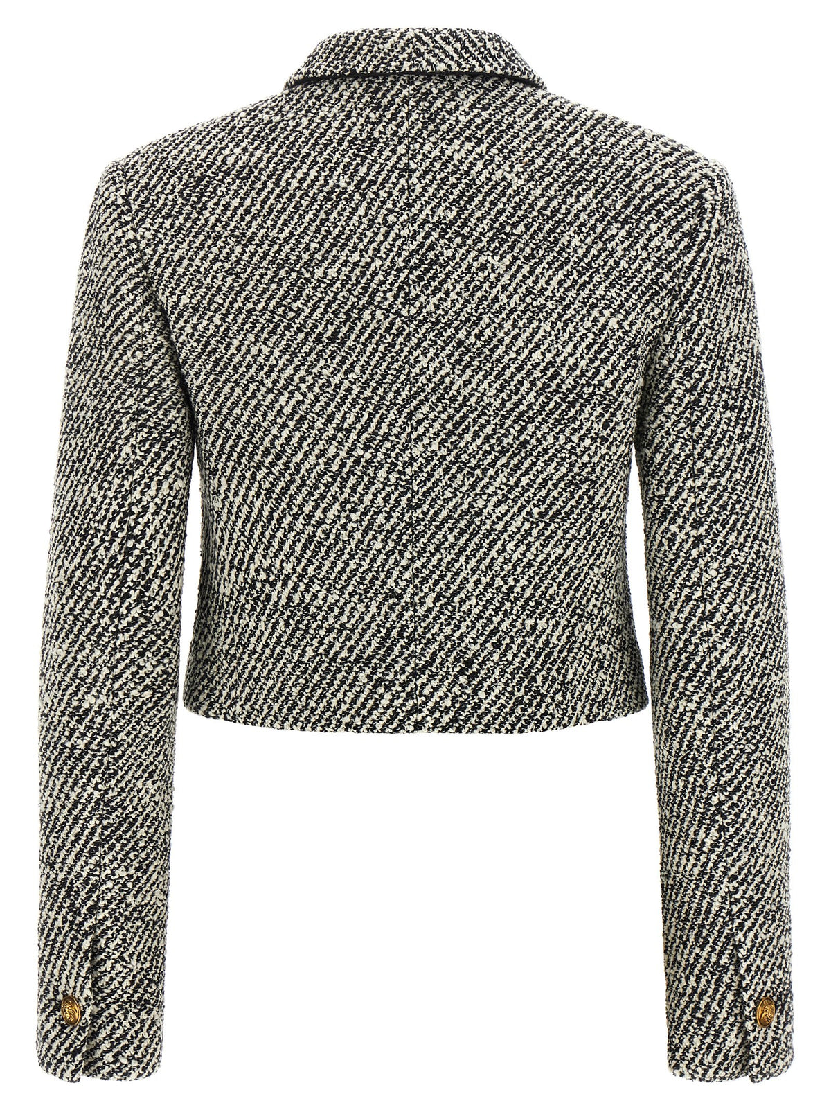 Versace Bicolor Bouclé Virgin Wool Cropped Jacket
