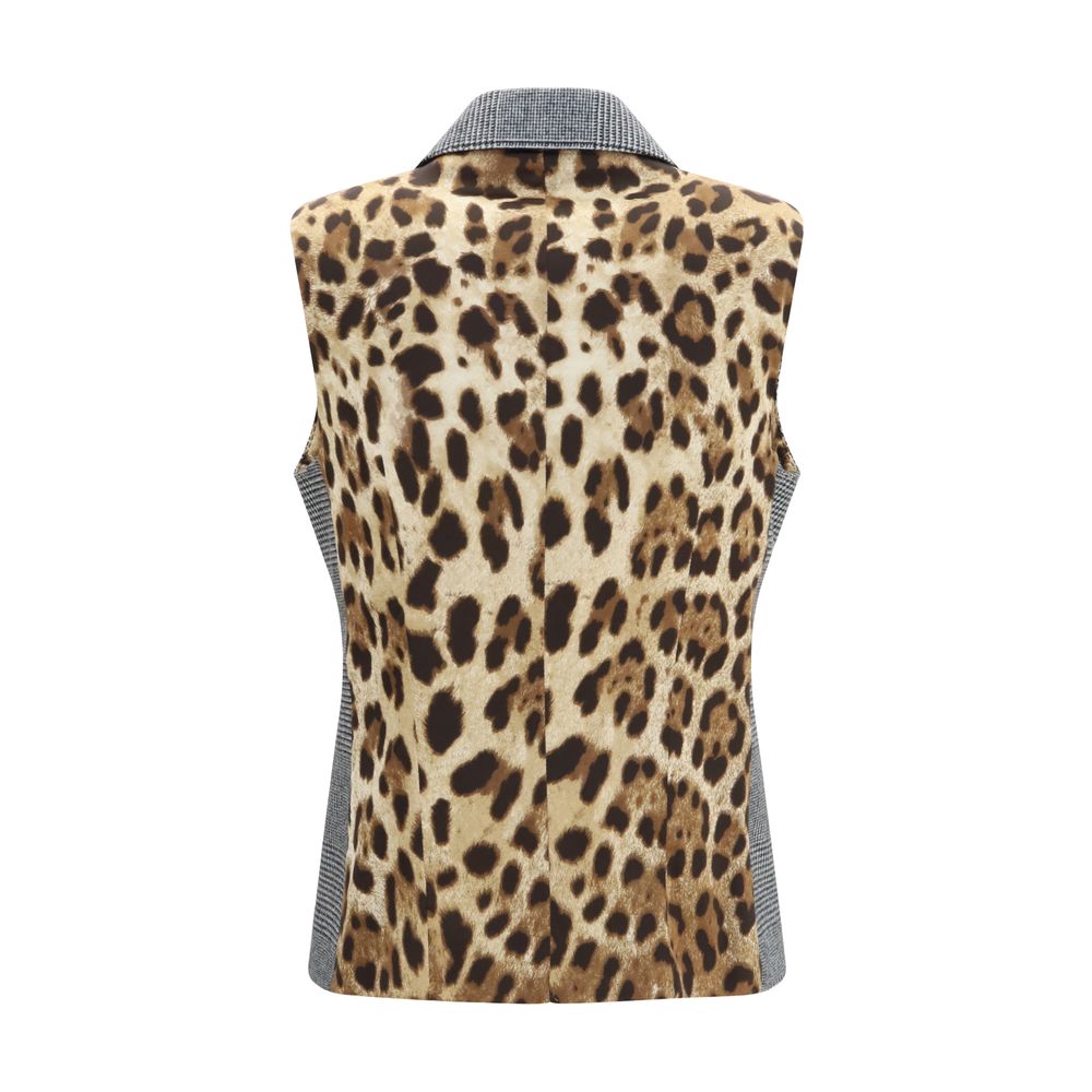 Dolce & Gabbana Gray Prince of Wales Double-Breasted Vest