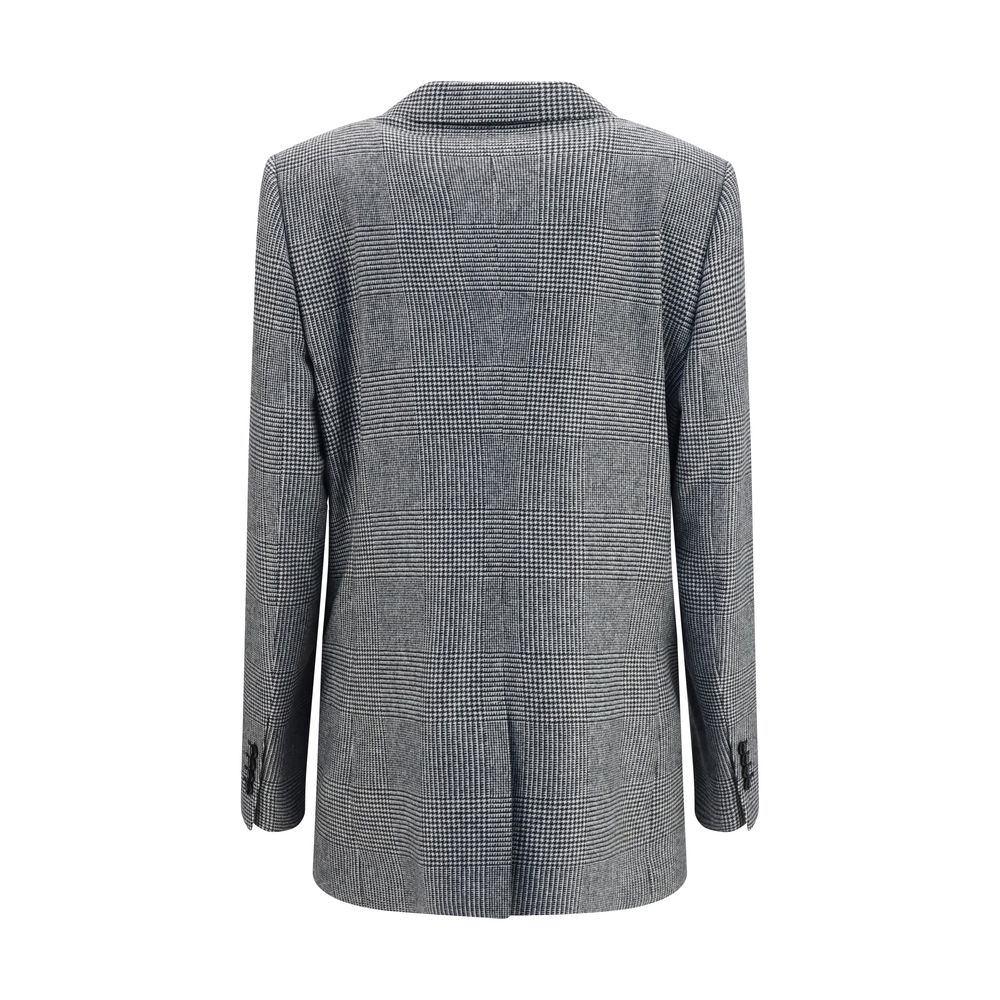 Dolce & Gabbana Gray Prince of Wales Wool-Cashmere Blazer