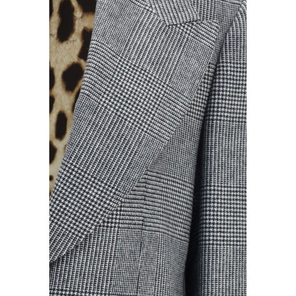 Dolce & Gabbana Gray Prince of Wales Wool-Cashmere Blazer