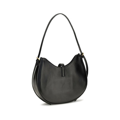 Versace Small Emblème Hobo Black Calf Leather Shoulder Bag