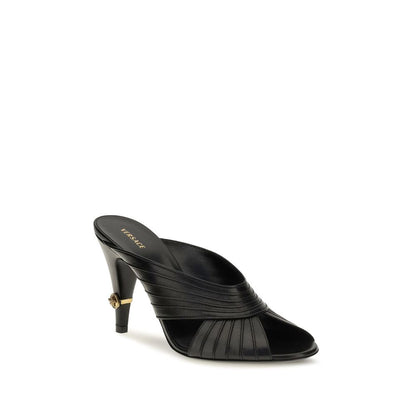 Versace Gianni Black Nappa Leather Mules