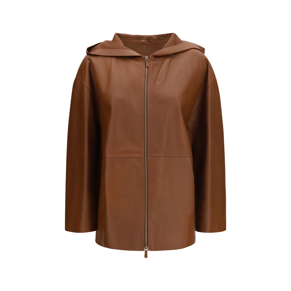 Max Mara Cinoso Brown Lambskin Leather Jacket