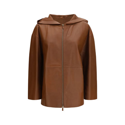 Max Mara Cinoso Brown Lambskin Leather Jacket
