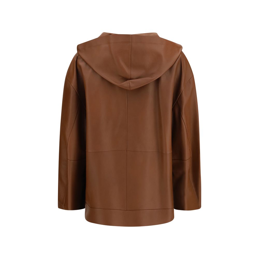 Max Mara Cinoso Brown Lambskin Leather Jacket