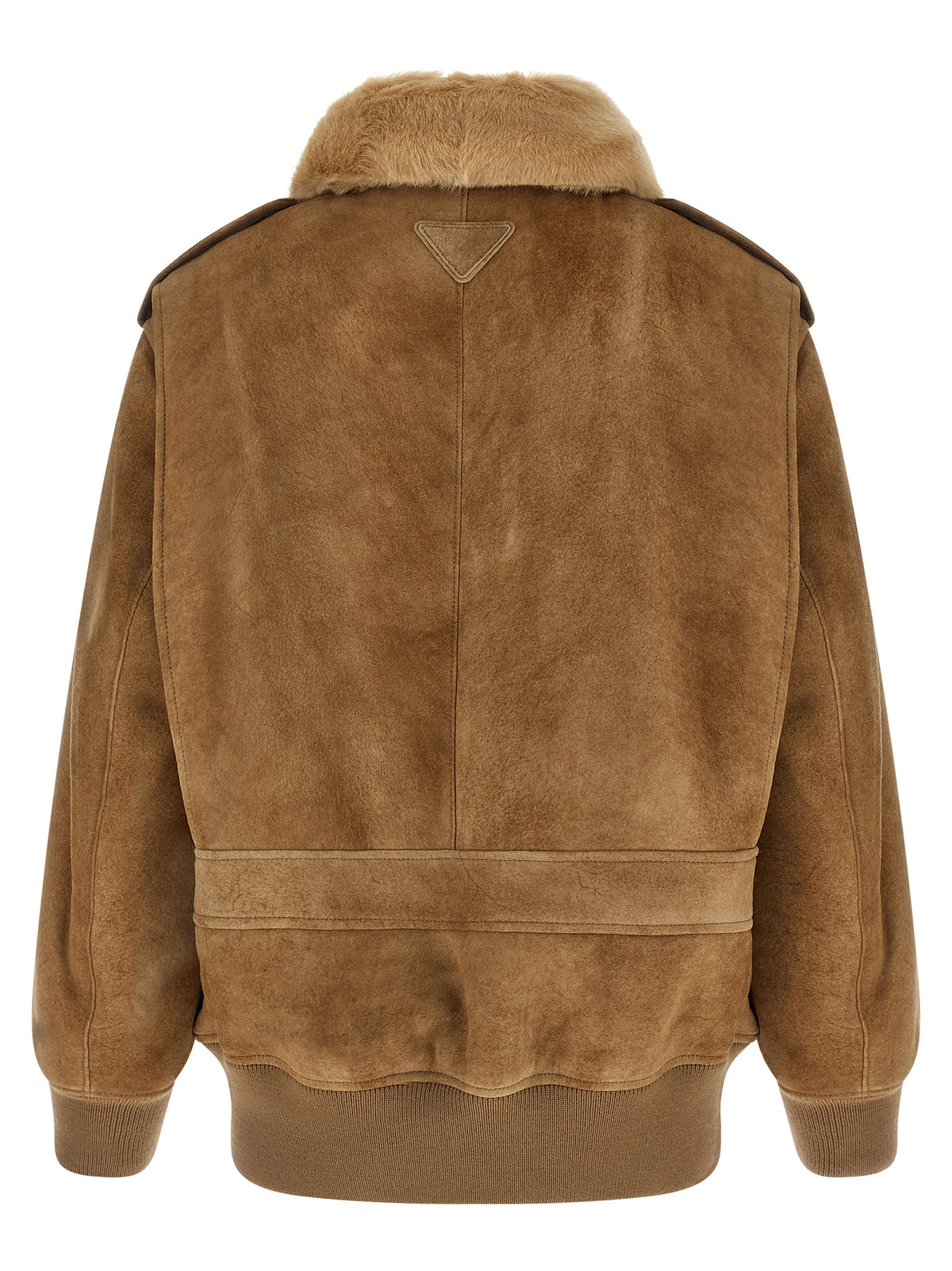 Prada Beige Lambskin Bomber Jacket