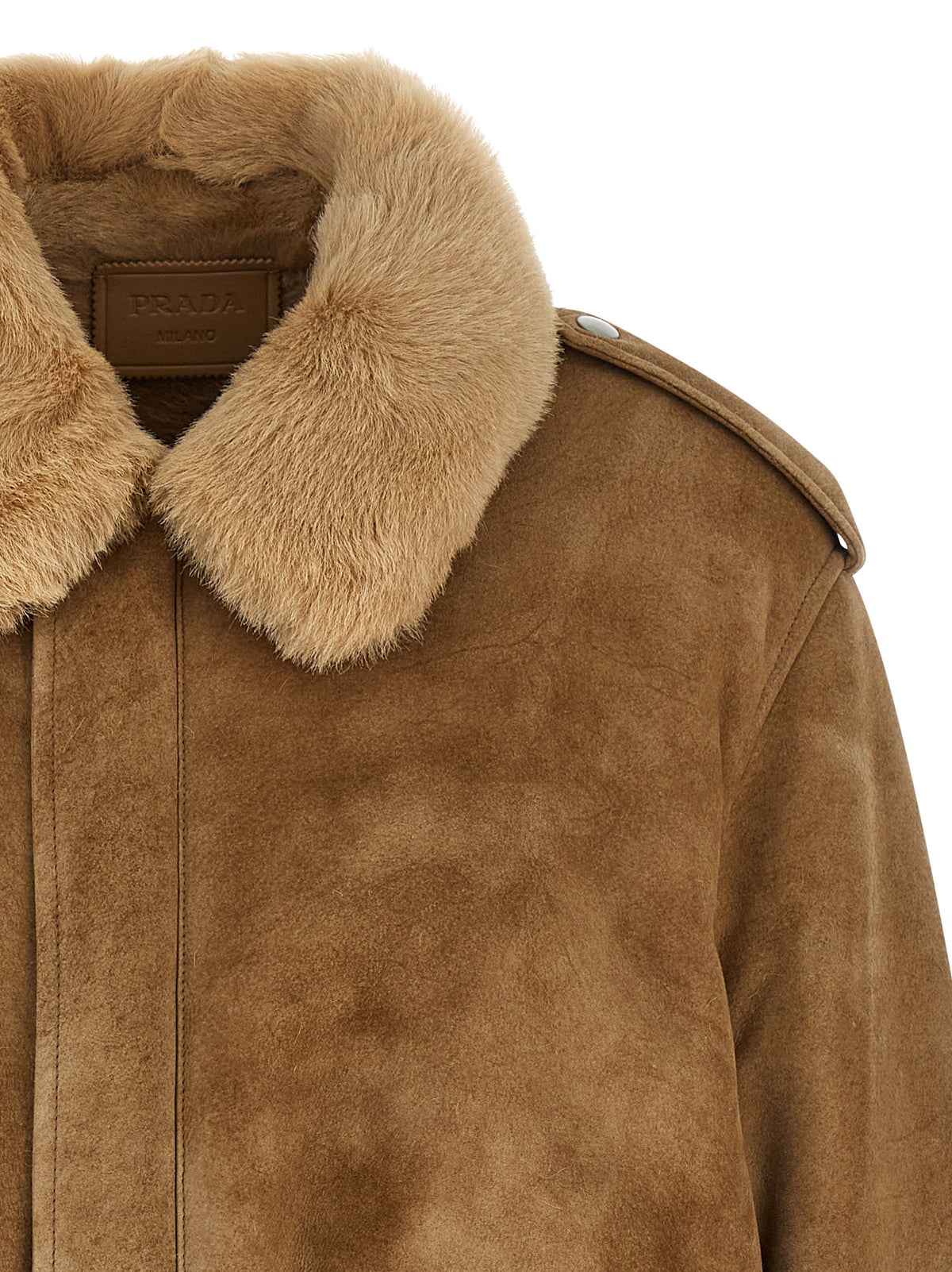 Prada Beige Lambskin Bomber Jacket