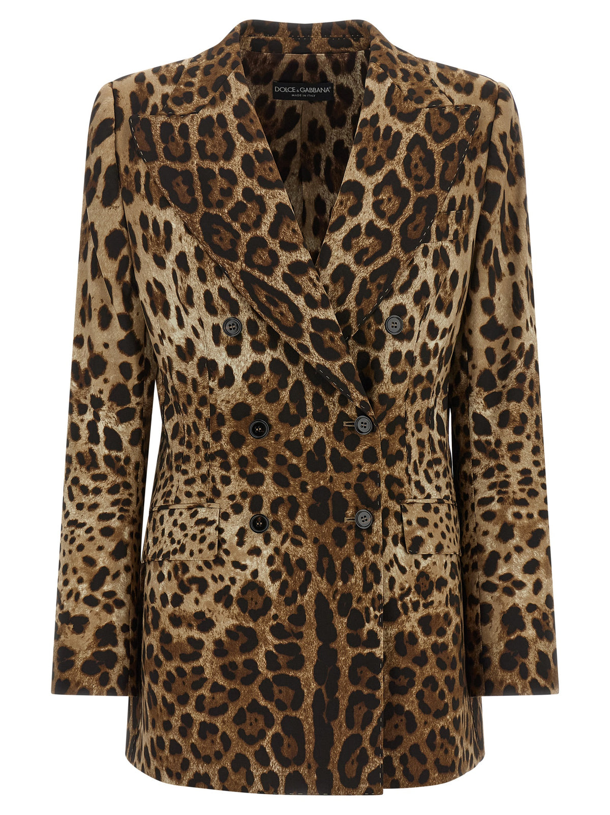 Dolce & Gabbana Brown Leo-Print Wool Blazer