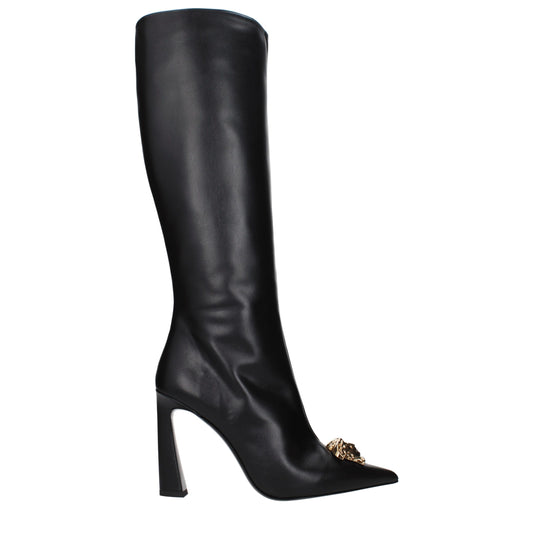 Versace Medusa Aevitas Black Calf Leather Platform Ankle Boots