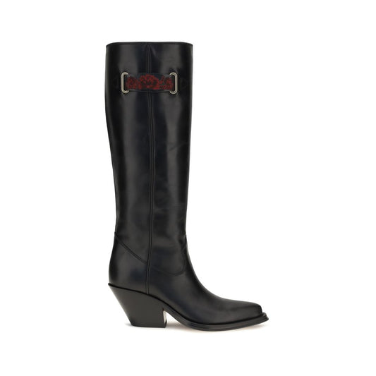 Chloé Azelan Black Calf Leather Over-the-Knee Boots
