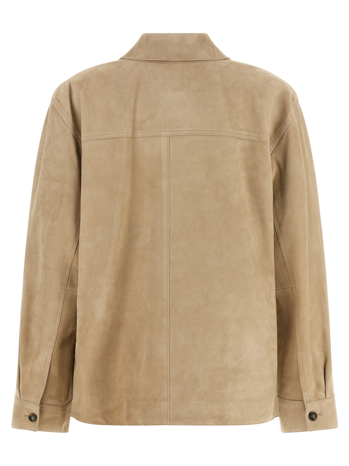 Max Mara Ghiera Beige Lambskin Leather Shirt Jacket