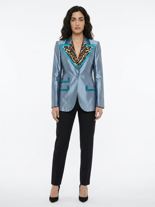 Dolce & Gabbana Blue Metallic-Blend Jacket