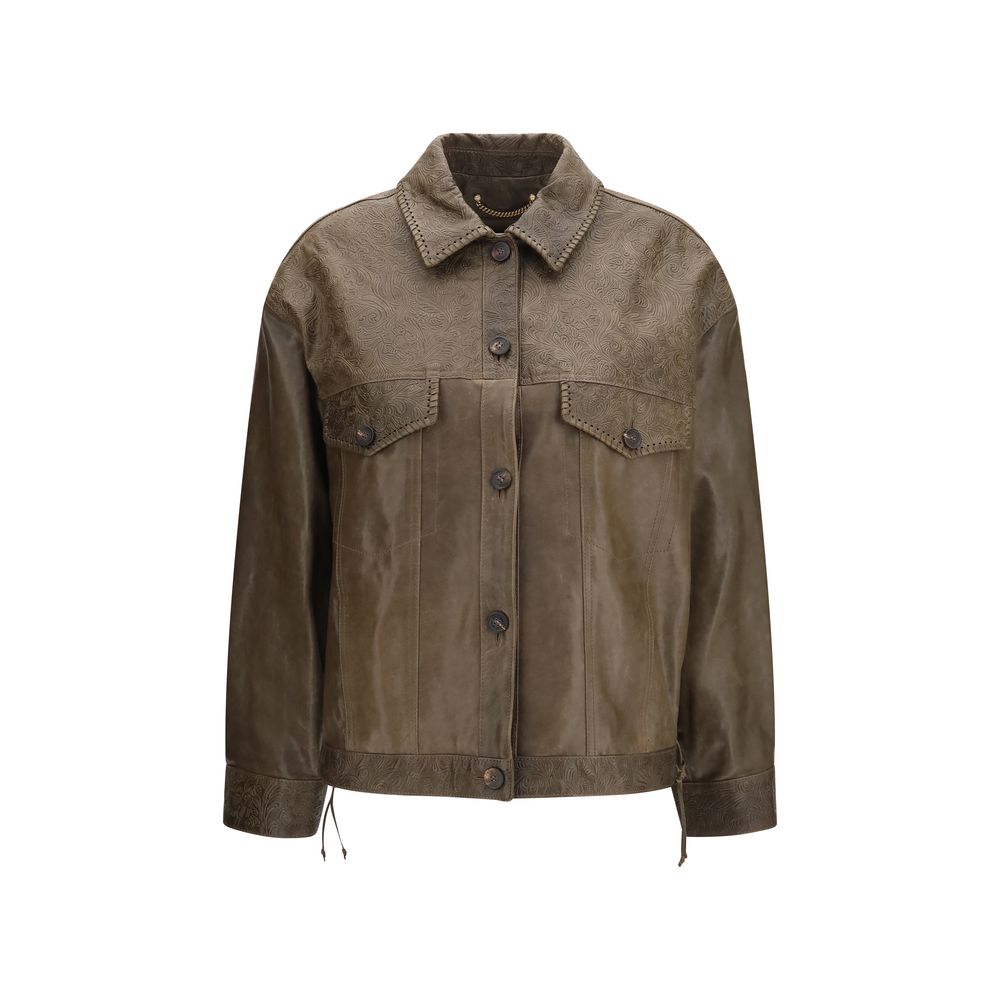 Golden Goose Babete Brown Lambskin Leather Jacket