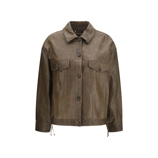 Golden Goose Babete Brown Lambskin Leather Jacket