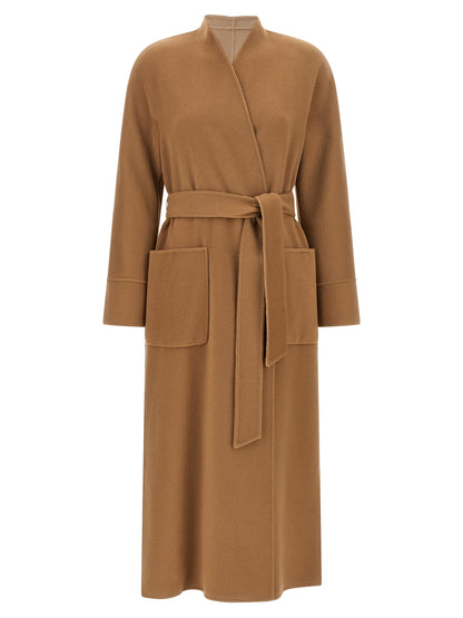 Max Mara Studio Nodo Beige Reversible Wool Coat