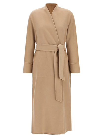 Max Mara Studio Nodo Beige Reversible Wool Coat