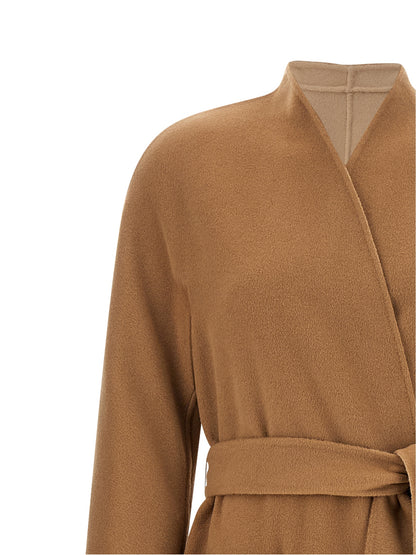 Max Mara Studio Nodo Beige Reversible Wool Coat