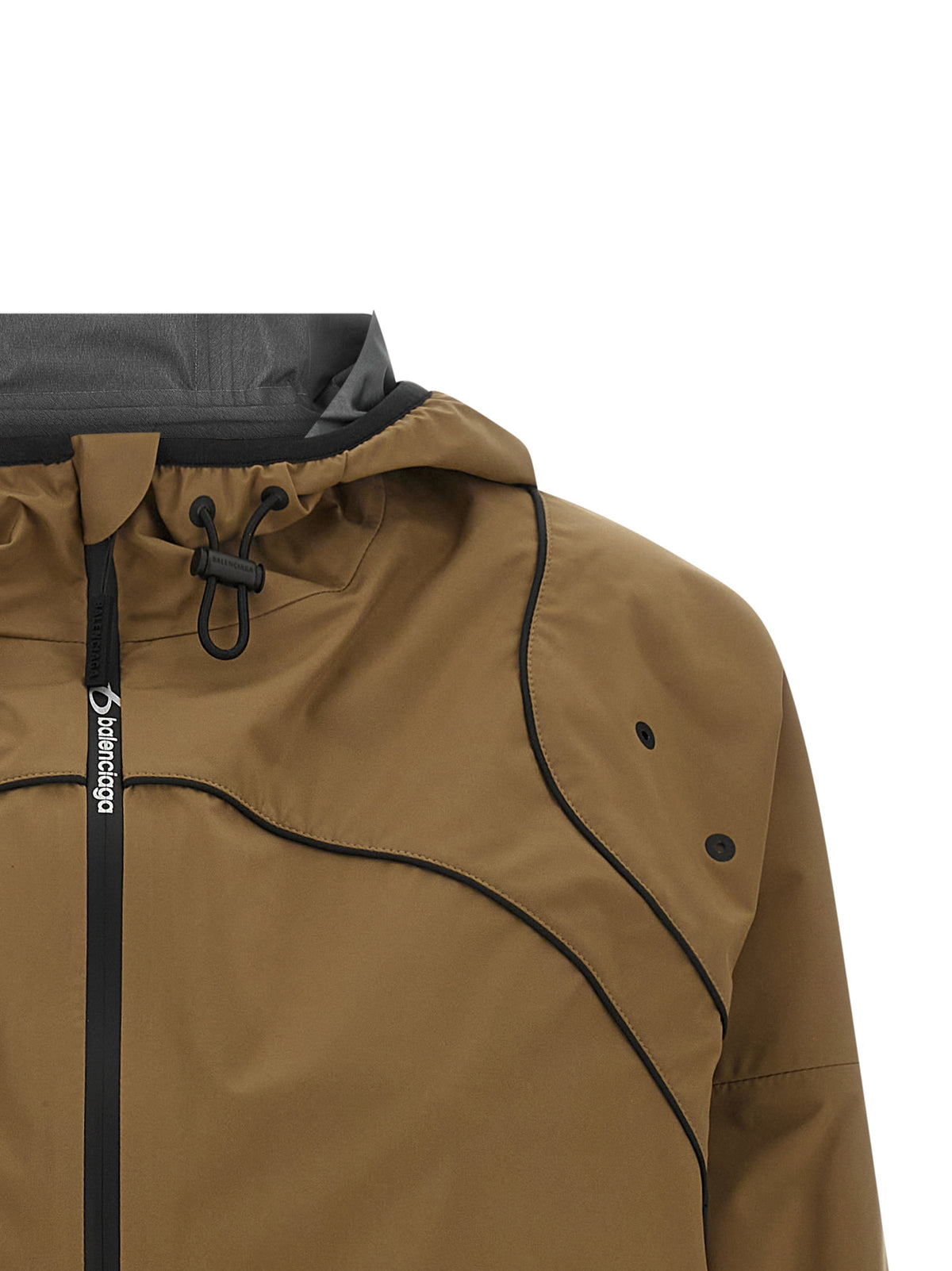 Balenciaga Hooded Brown Technical Shell Jacket